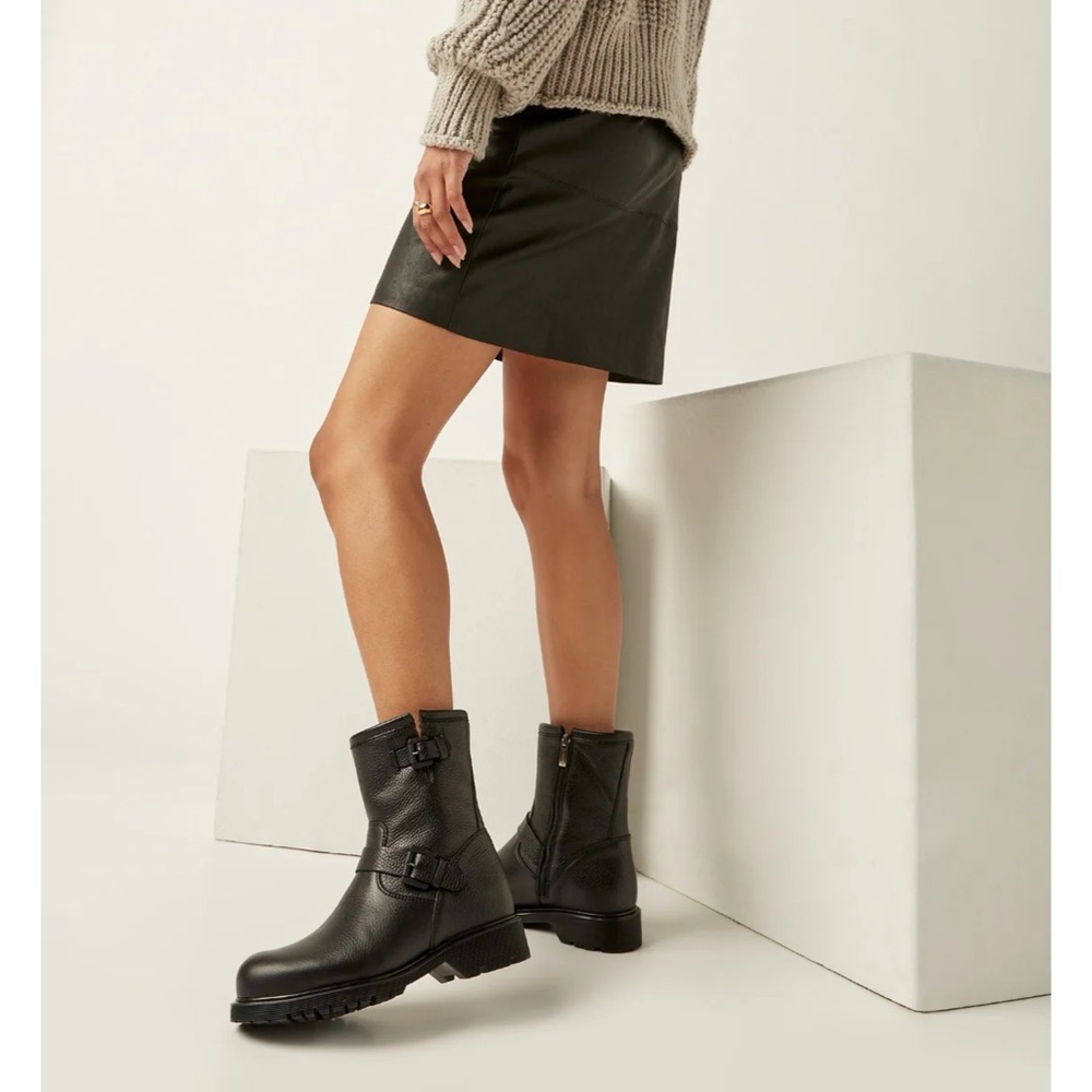 New La Canadienne Hanna Shearling Lining Boot Waterproof Pebble Leather Sz 6.5
